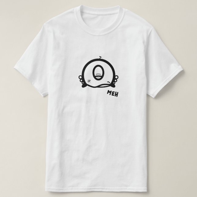 Rolig enögd tecknad ”Meh” Tee (Design framsida)