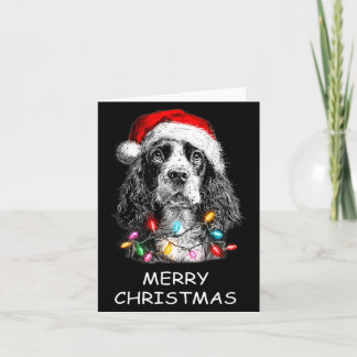 Rolig Er Spaniel Hund Julhatt Xmas Ljus Kort