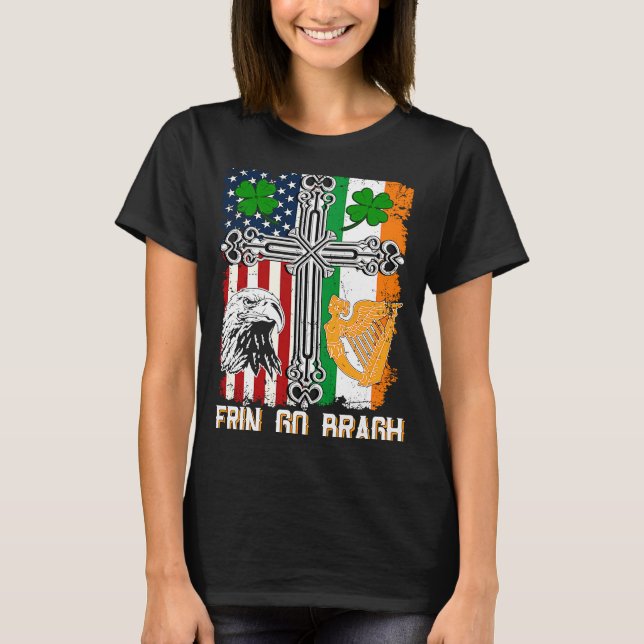 Rolig Erin Go Bragh St Patricks Day Irländsk Ameri T Shirt (Framsida)