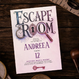 Rolig Escape Room Pastell Rosa Mysterielösande Sp Inbjudningar