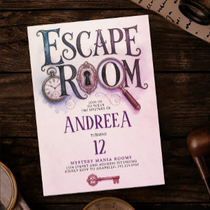 Rolig Escape Room Pastell Rosa Mysterielösande Sp Inbjudningar