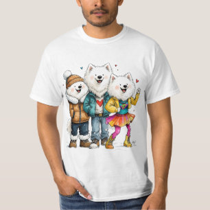 Rolig Eskimå Hund Tröja Söt Hund Trio T-shirt