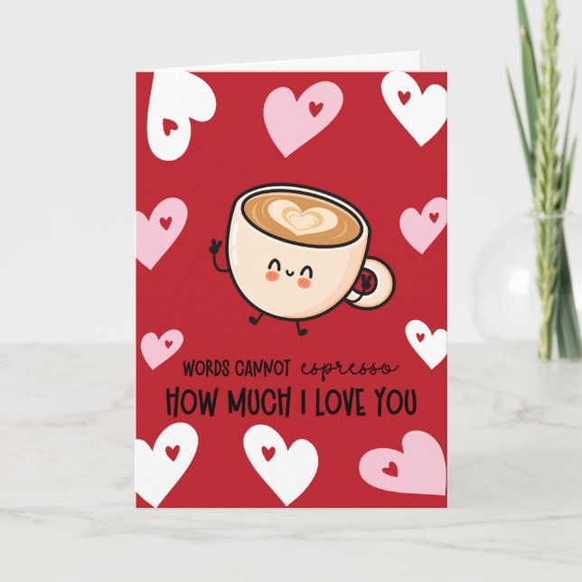 Rolig Espresso Puns Valentine Helgkort (Framsida)