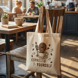 Rolig Espresso Själv Sjungska Kaffebönor Puns Tygkasse