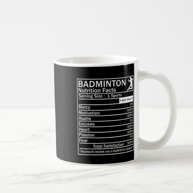 Rolig etikett för badminton-ingredienser  kaffemugg (Höger)