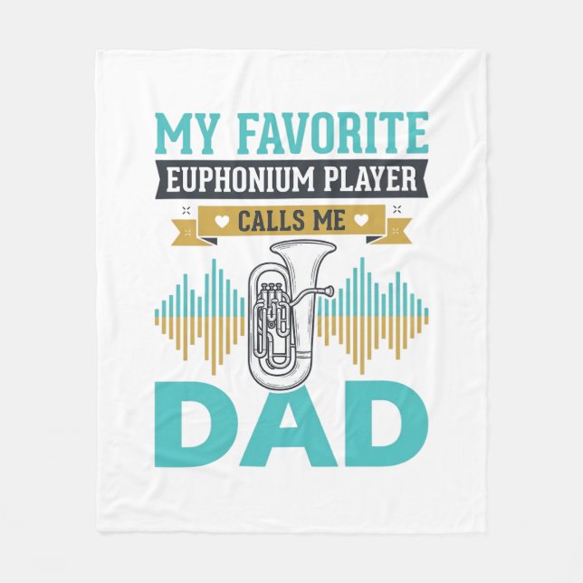 Rolig Euphonium Pappa Vintage Musik Design_1 Fleecefilt (Framsidan)
