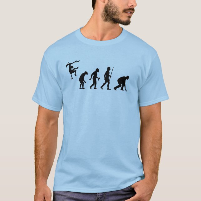 Rolig evolution av gräsmattabunkar t-shirt (Framsida)