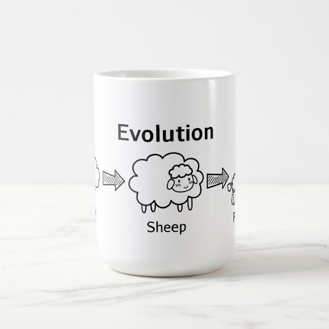 Rolig evolution av molnet in i får och pudel kaffemugg (Center)