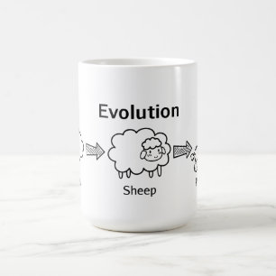 Rolig evolution av molnet in i får och pudel kaffemugg