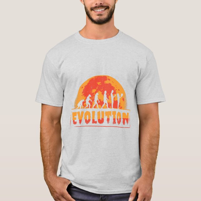 Rolig Evolution Från Apa till Zombie T Shirt (Framsida)