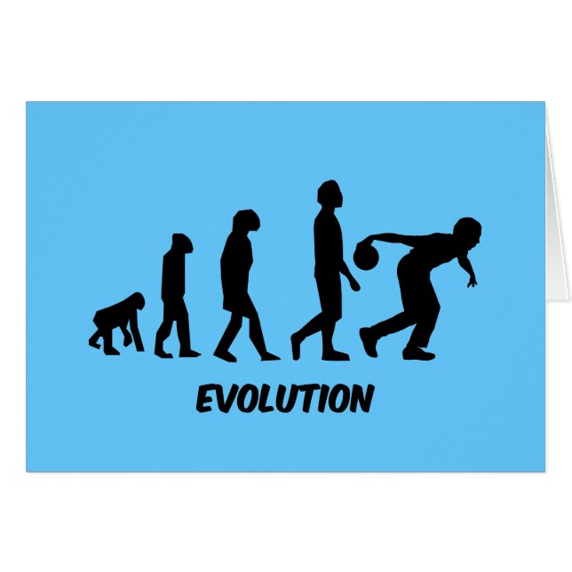 rolig evolutionbowling hälsningskort (Framsidan Horizontal)