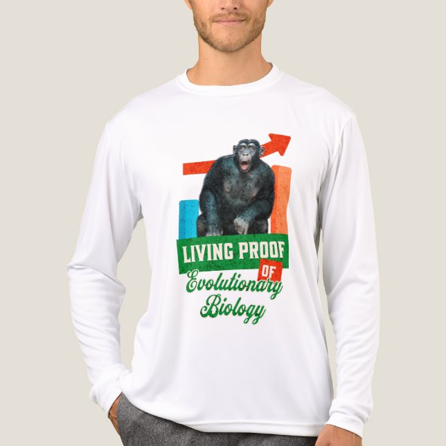 Rolig evolutionsbiologi schimpanshumor t shirt (Framsida)