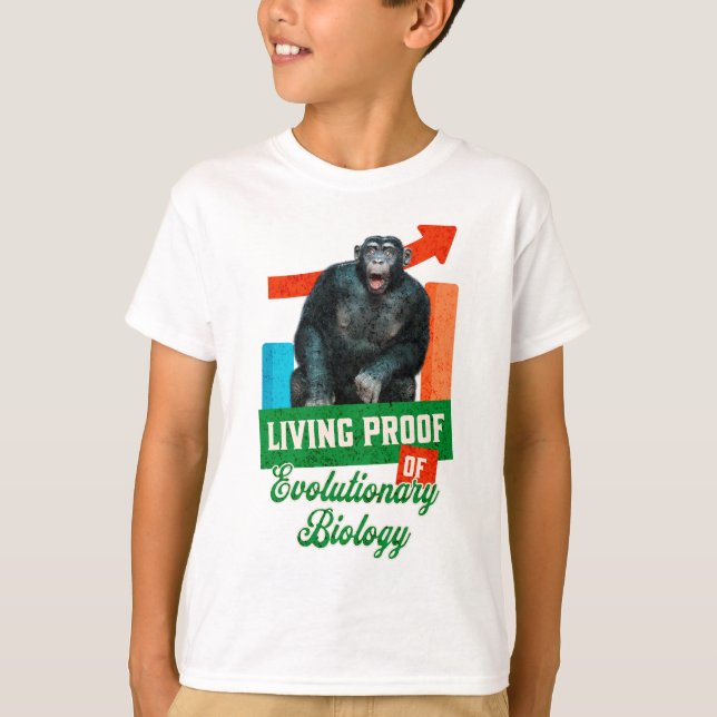 Rolig evolutionsbiologi schimpanshumor t shirt (Framsida)