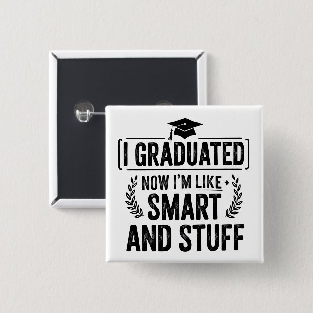 Rolig examen examenstudent smart och annat firande knapp (Framsida & baksida)
