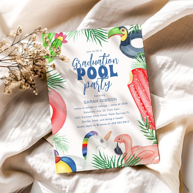 Rolig examensfest vid poolen inbjudningar (Skapare uppladdad)