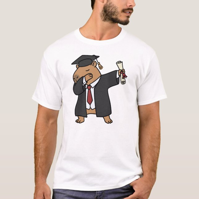 Rolig examenströja med Dabbig Capybara för student T Shirt (Framsida)