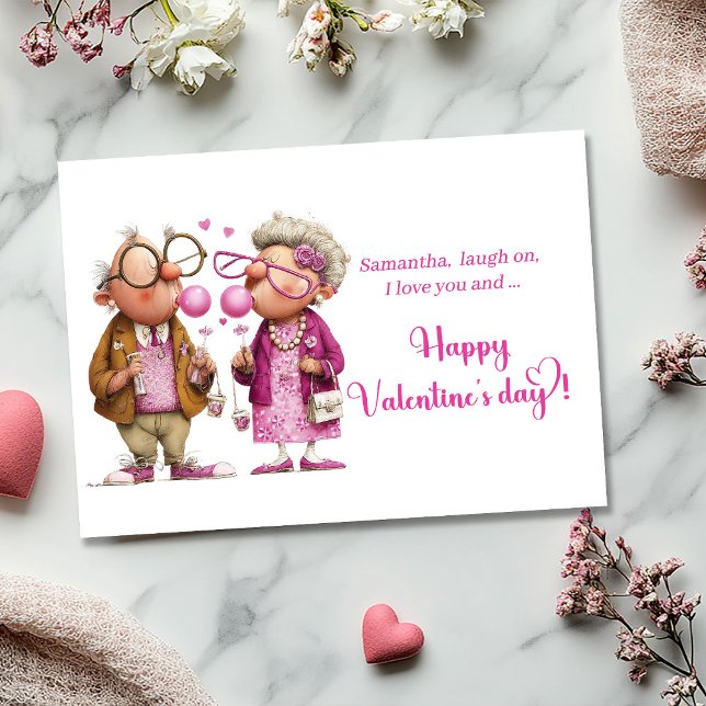 Rolig Excentrisk Alla Hjärtans Dag-kort Färggrant  Julkort (Funny Quirky Valentine Card Colorful Couple)