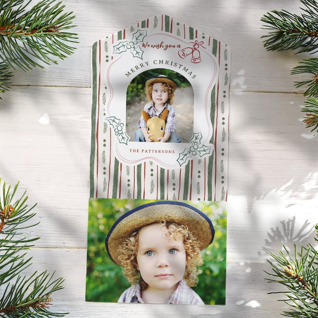 Rolig Excentrisk Jul Doodle Blommiga Ränder Foto (Skapare uppladdad)