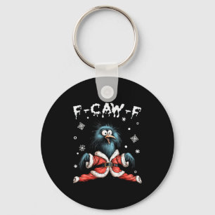 Rolig F-caw-f julkråka Santa Xmas lampa svart Nyckelring