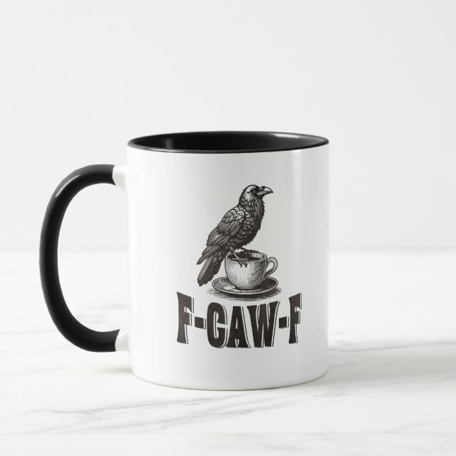 Rolig F-Caw-F Kråka Kaffe Vuxen Humor Mugg (Vänster)