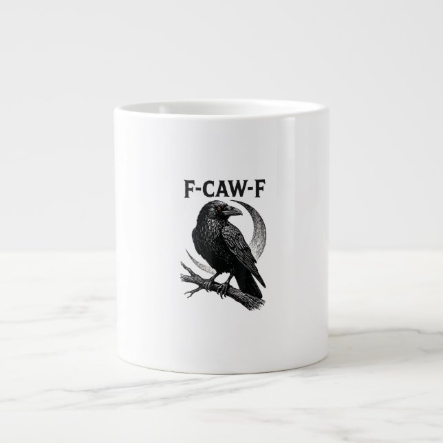 Rolig F-Caw-F Kråka Retro Grafik Jumbo Mugg (Framsidan)