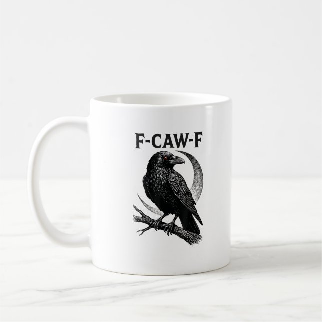 Rolig F-Caw-F Kråka Retro Grafik Kaffemugg (Vänster)