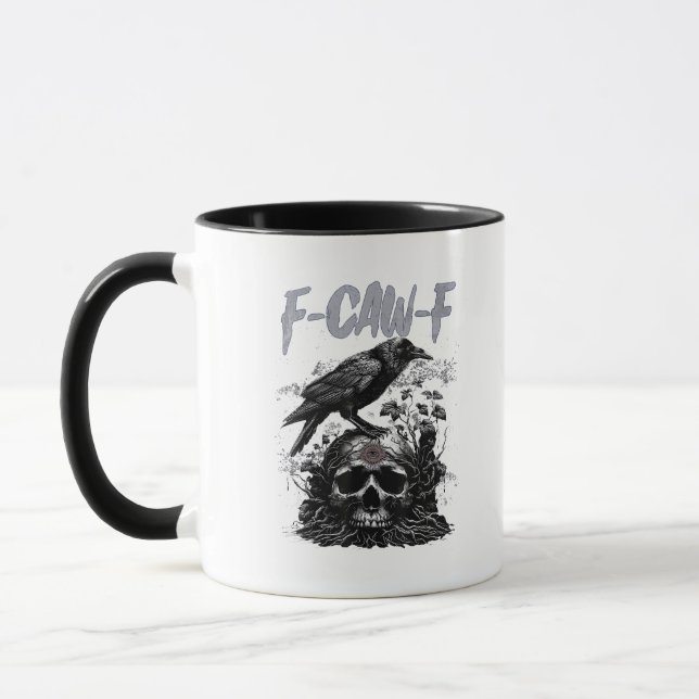 Rolig F-Caw-F Kråka Rolig Halloween Retro Klassike Mugg (Vänster)