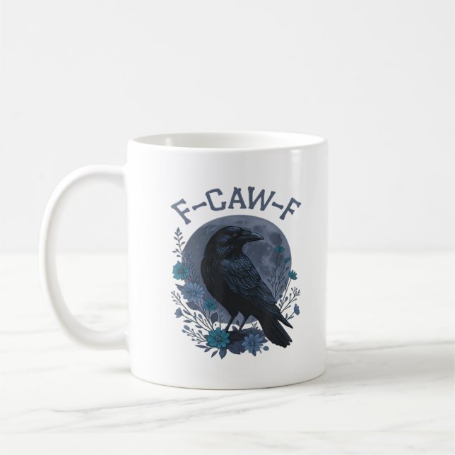 Rolig F-Caw-F Raven Fågel F-Caw-F Kråka Klassisk Kaffemugg (Vänster)