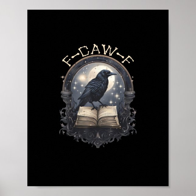 Rolig F-Caw-F Raven Fågel som säger Grafisk Retro  Poster (Framsidan)