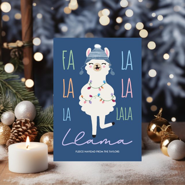 Rolig Fa La La Lama Fly Fleece Navidad Jul Julkort (Skapare uppladdad)