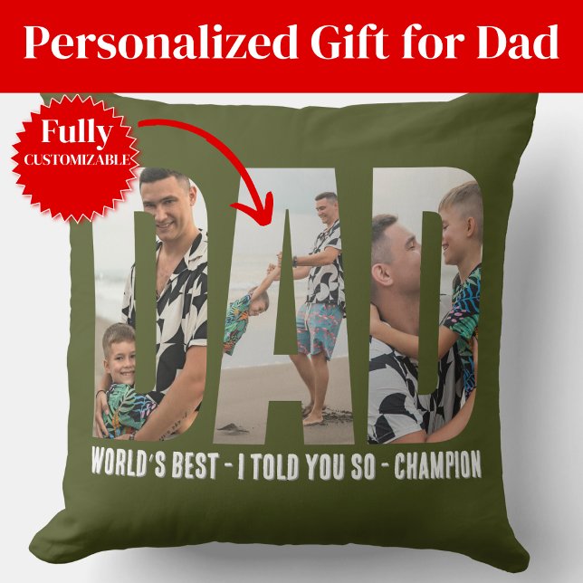 Rolig faderbild kastkudde humor skämt skoj kudde (Funny Dad Photo Throw Pillow Humor Prank Joke)