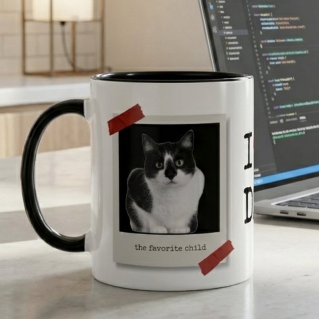 Rolig fadersdag 2-foto Polaroid Kattpappa Mugg (Skapare uppladdad)