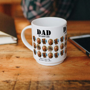Rolig fadersdags fotokollage med ansikte kaffemugg