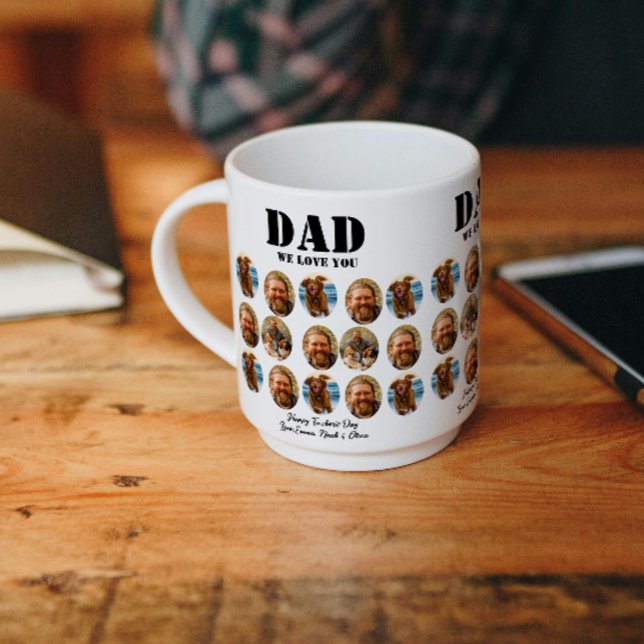 Rolig fadersdags fotokollage med ansikte kaffemugg (dad photo collage kids keepsake birthday daddy best dad ever modern family picture modern unique)