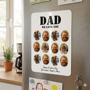 Rolig fadersdags fotokollage med ansikte magnet