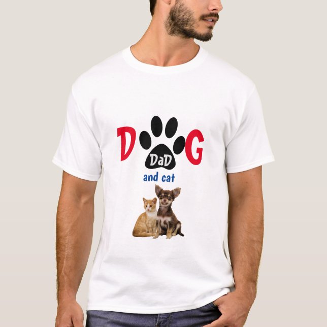 Rolig fadersdags t-shirt för hund- och kattpappa (Framsida)