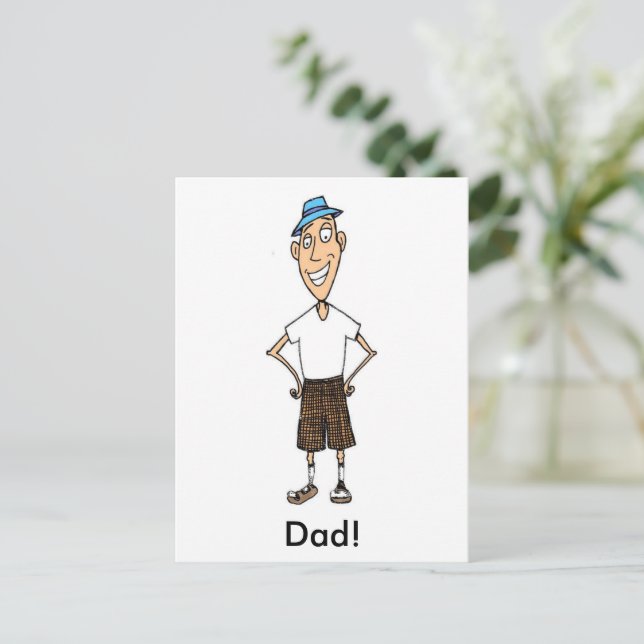 Rolig fadersdags tecknad pappa vykort (Stående Fram)