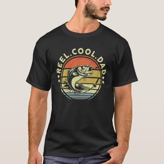 Rolig fadersdagspresent för män Fiskrulle Cool pap T Shirt (Framsida)
