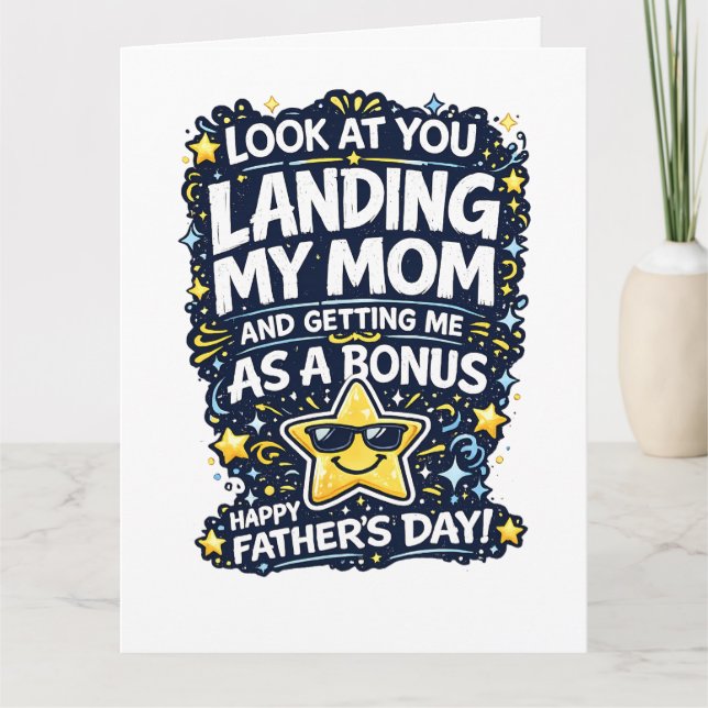 Rolig fadersdagspresent för pappa från dotter, son kort (Framsida)