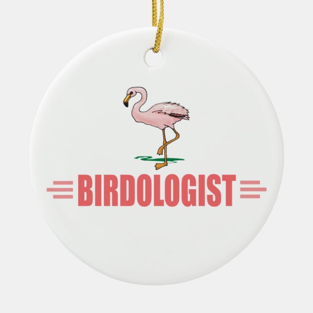 Rolig Fågelskådning Flamingo Julgransprydnad Keramik (Framsidan)