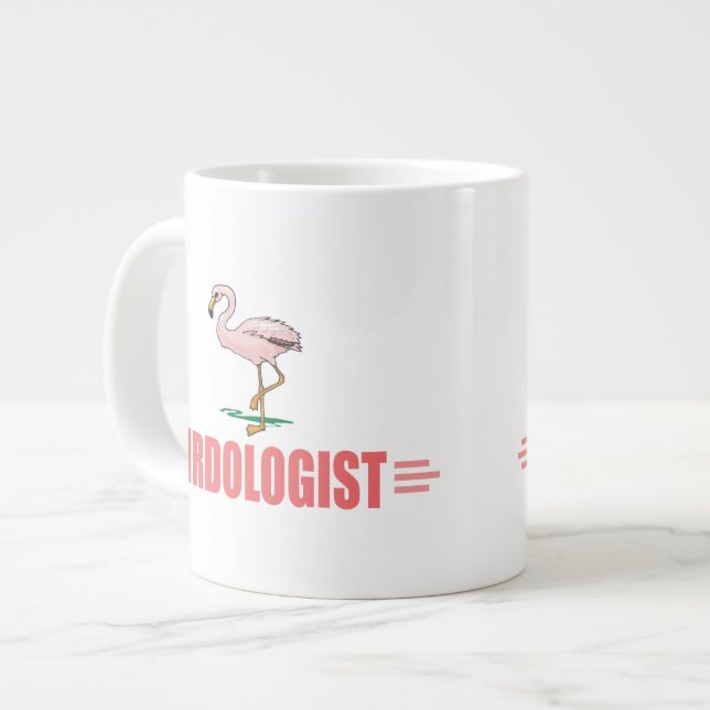 Rolig Fågelskådning Flamingo Jumbo Mugg (Framsida vänster)