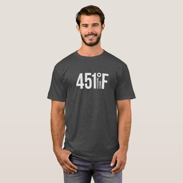 Rolig Fahrenheit 451 logotyp T Shirt (Hel framsida)