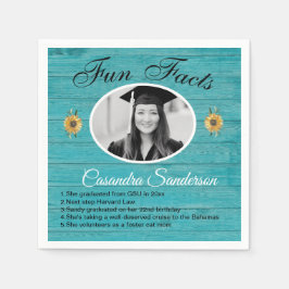 Rolig fakta om examensfest Solros Teal Trä Nap Pappersservett