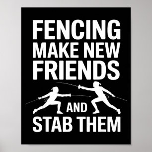 Rolig Fäktkonst Konst För Män Kvinnor Barn Fäktare Poster