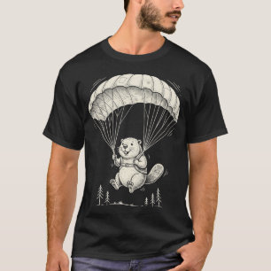 Rolig fallskärmsdesign med bäver Cute Parachute T Shirt