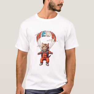 Rolig Fallskärmshoppande Katt T Shirt