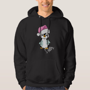 Rolig familj jul matchande pingvin syster hoodie