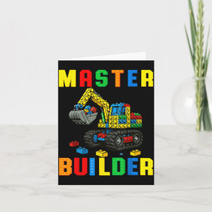 Rolig familj Master Builder Bygga tegelstenar bloc Kort