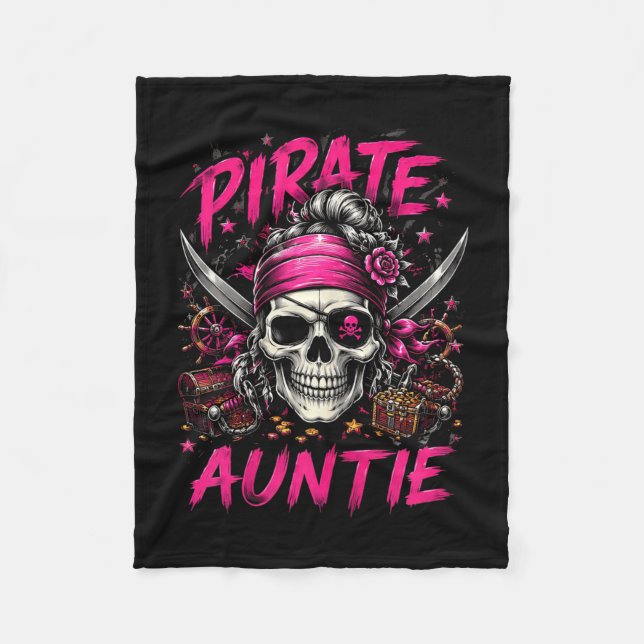 Rolig familj skalle pirat faster Jolly Roger Fleecefilt (Framsidan)