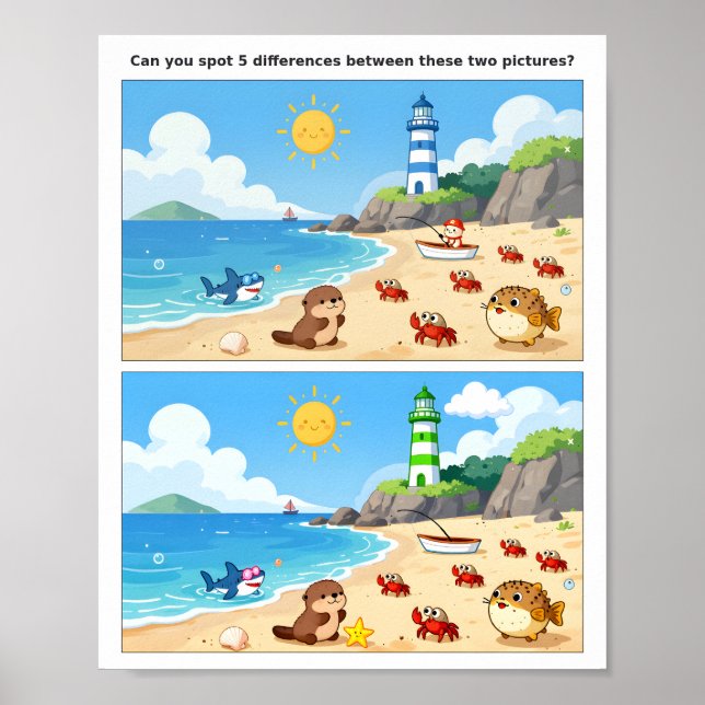 Rolig familje-plats för att hitta skillnaderna Aff Poster (Framsidan)